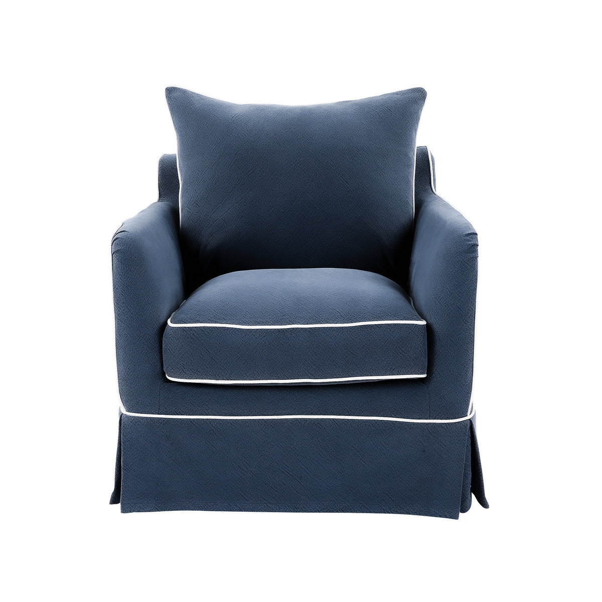 Cape Cod Armchair In Navy With White Piping (With Slip Cover) – The ...